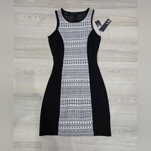 BCX Juniors Black and White Patterned Dress Size 1 NWT